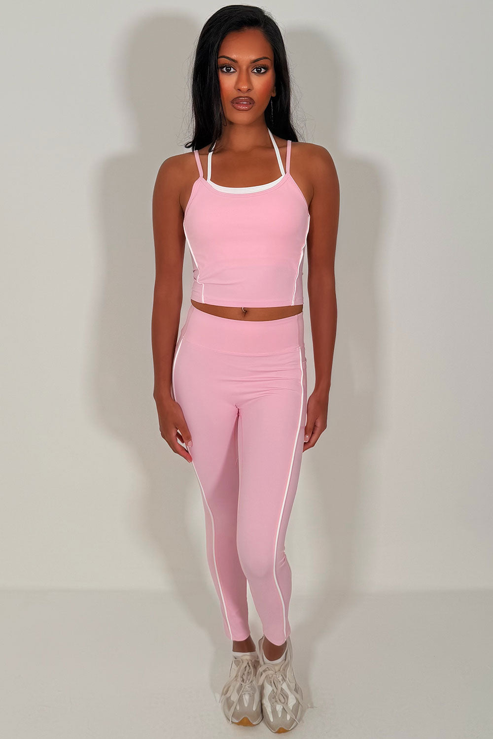alo yoga airbrush high waist legging & double up bra top two piece matching set uk sale styledup fashion uk sale