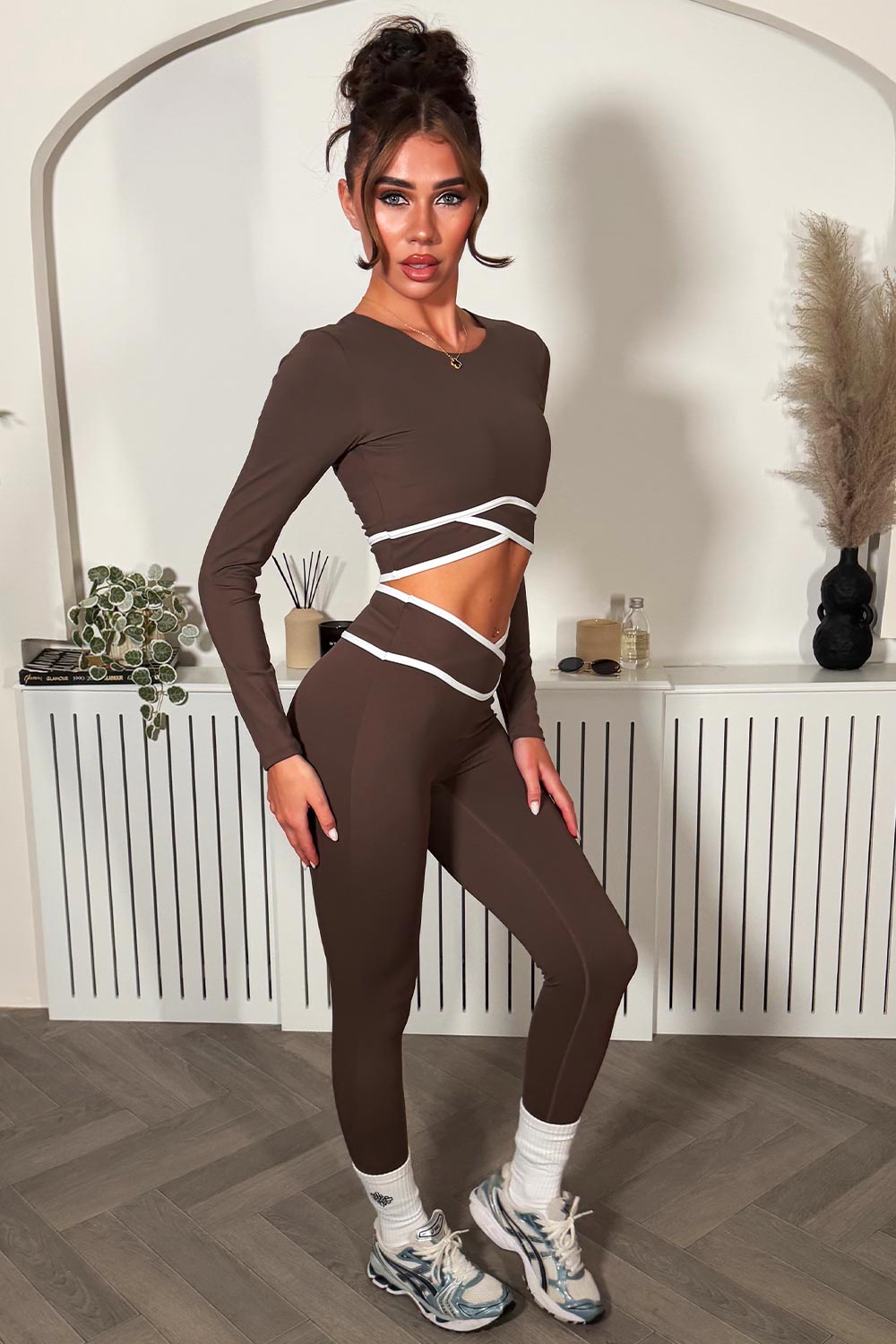lululemon crossover v waist leggings and crop top two piece co ord set styledup 