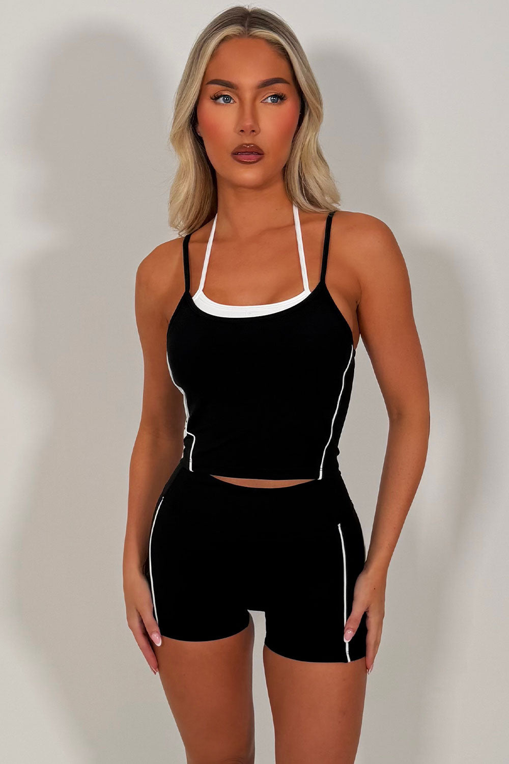 womens gym shorts and crop top co ord set premium quality alo yoga styledup uk