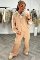 womens winter loungewear set contrast hoodie and joggers co ord 