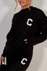 womens couture club black knitted lounge set styledup uk