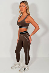 alo yoga high waist heart throb brown legging and bra two piece matching set styledup uk 