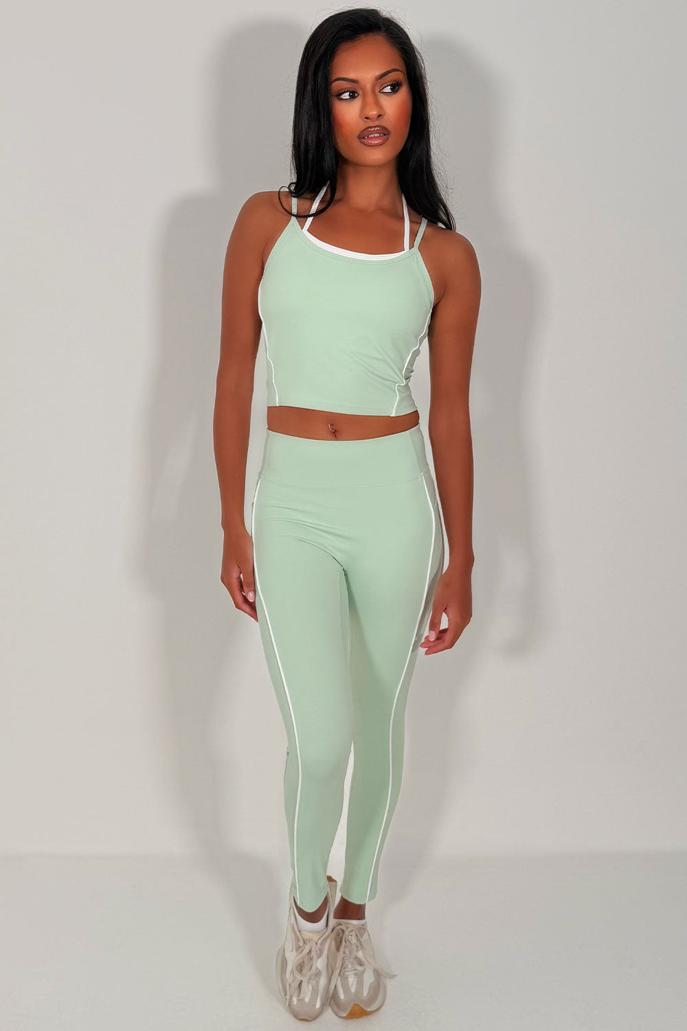 womens alo yoga double up top and leggings two piece matching set styledup sale
