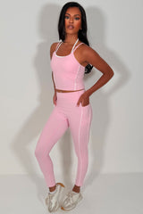 womens double up top bralet and high waist leggings two piece matching set alo yoga womens uk styledup