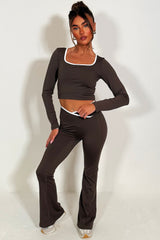 womens lululemon high rise yoga pants and long sleeve top co ord set styledup 