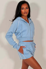 womens shorts and crop hoodie co ord summer lounge set styledup uk