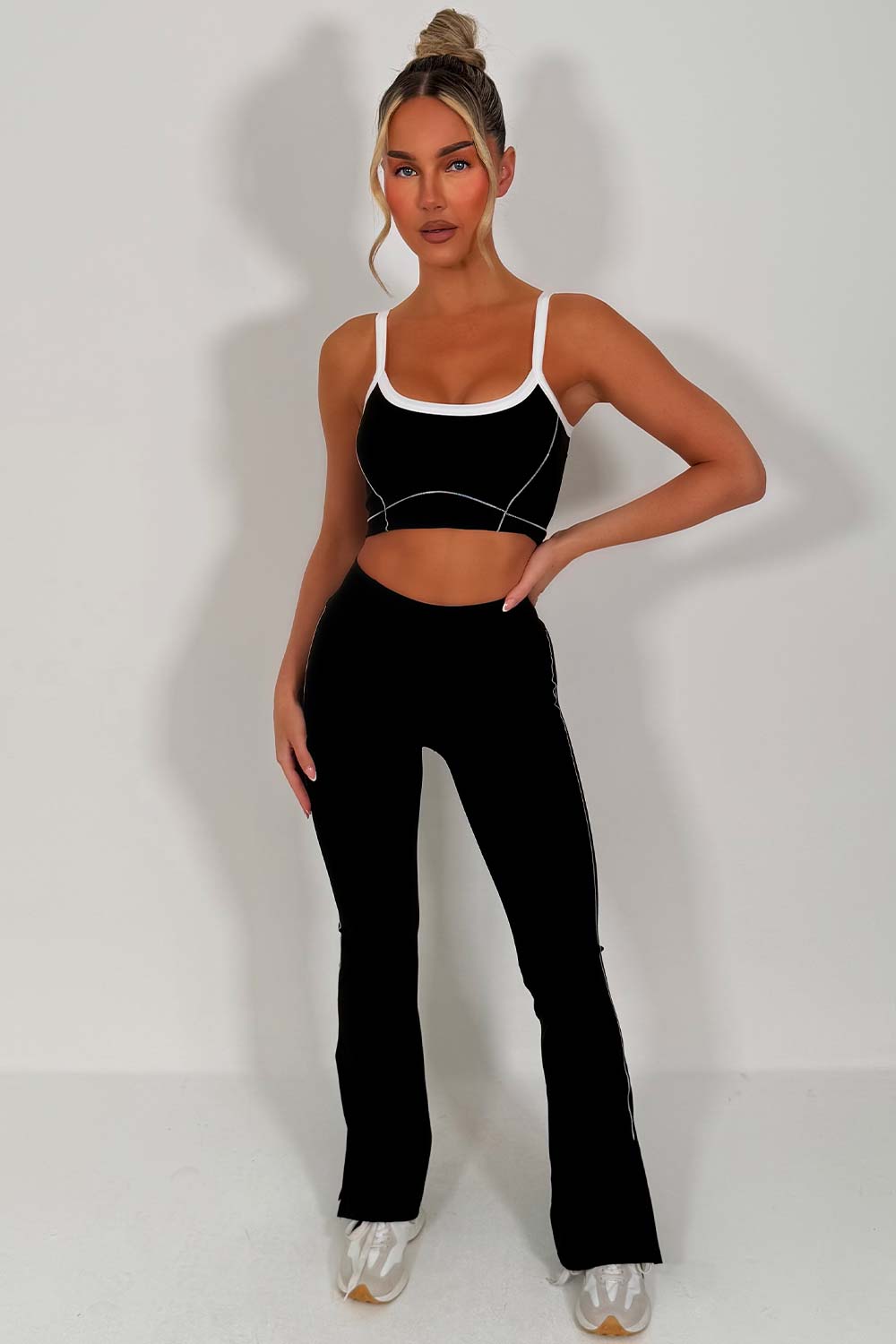 womens flare trousers and top two piece co ord set styledup uk