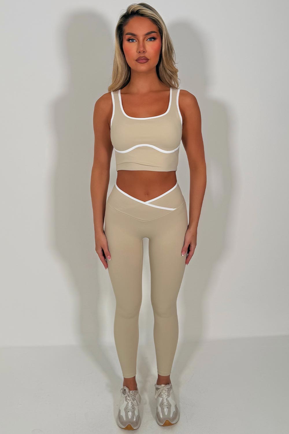 womens lululemon yoga leggings and top two piece activewear pilates outfit set styledup uk