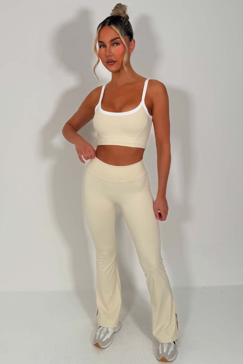 alo yoga flare pants and top two piece yoga pilates co ord set styledup uk sale
