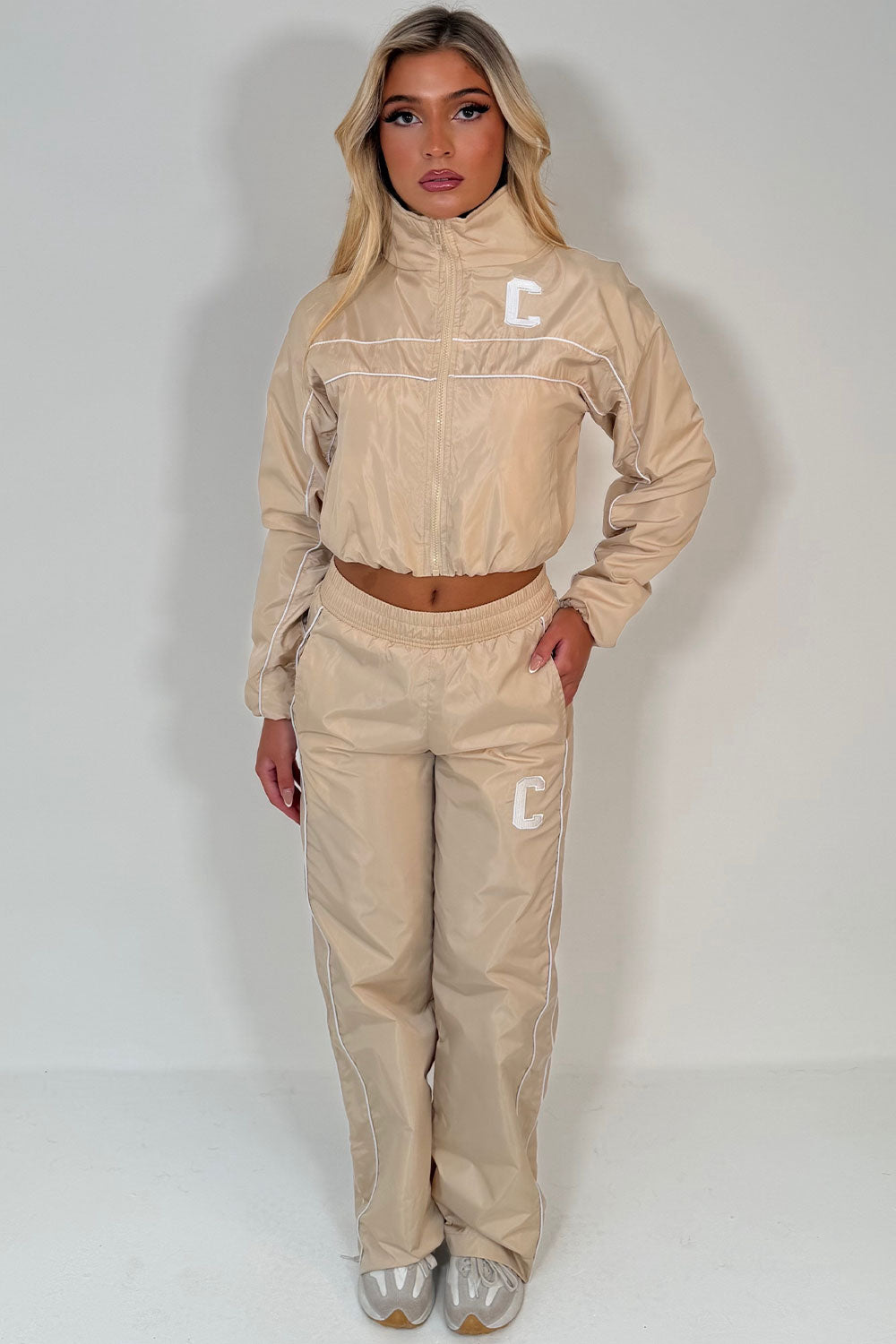 womens summer tracksuit track trouser and light weight jacket two piece matching set styledup 