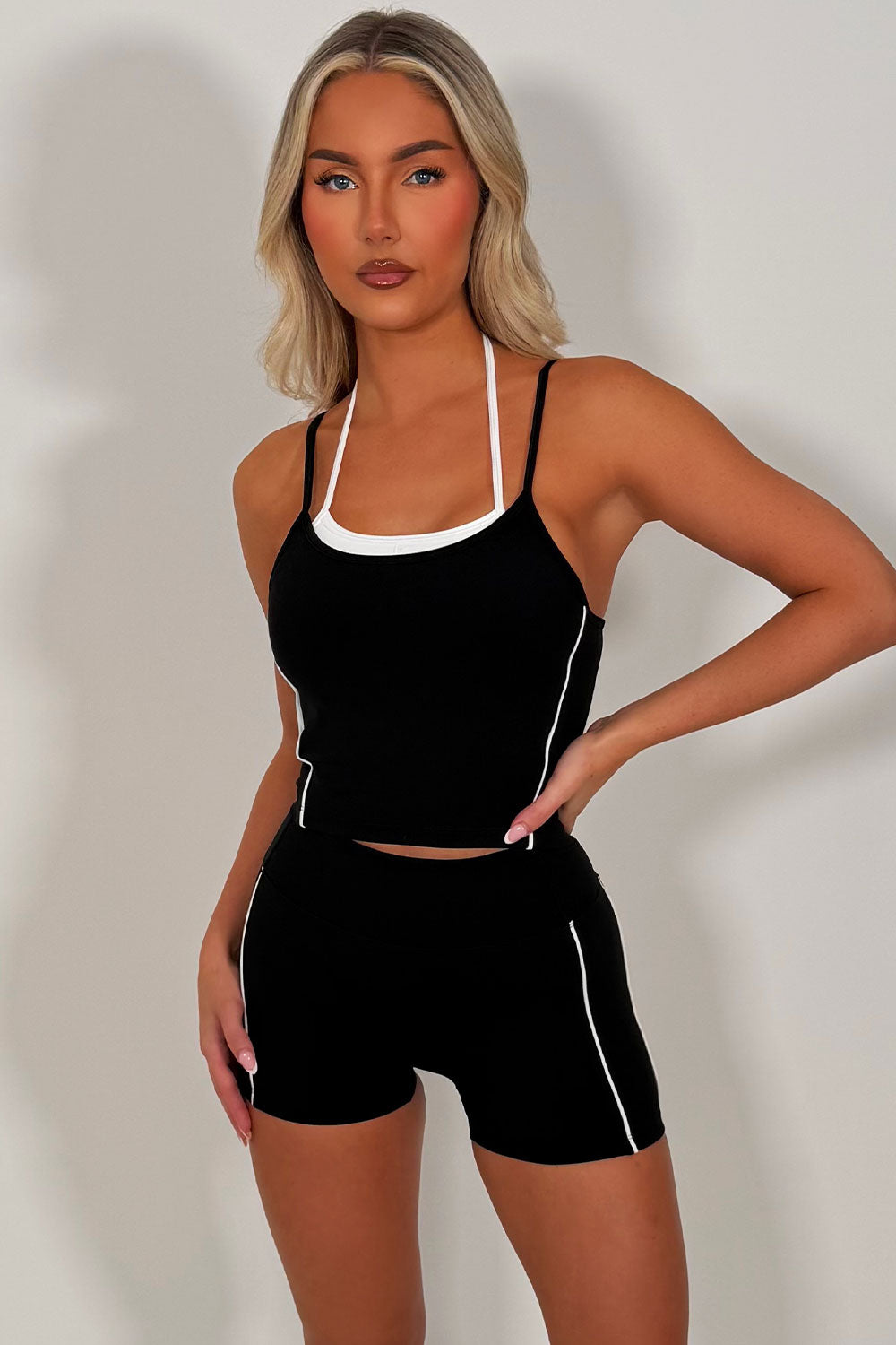 womens summer shorts and double up top co ord gym set alo yoga styledup uk