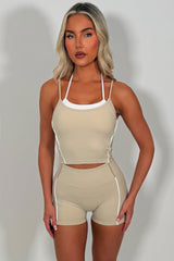 womens crop top and shorts two piece co ord gym pilates outfit alo yoga uk