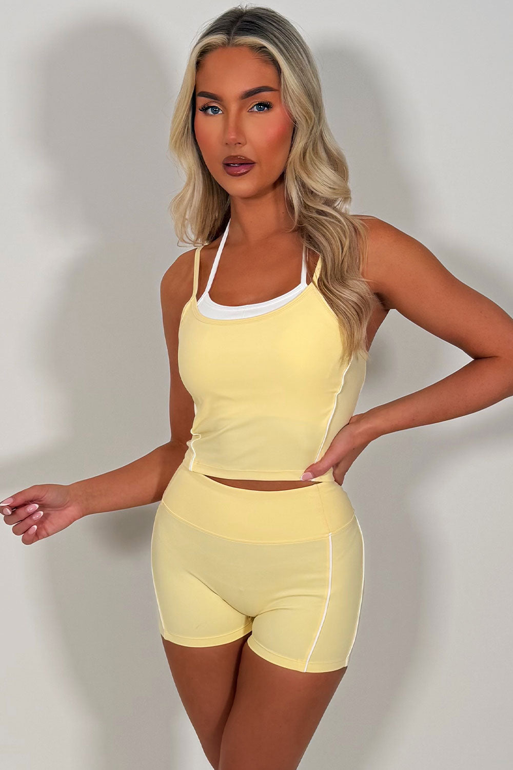 womens alo yoga shorts and crop top co ord set styledup uk