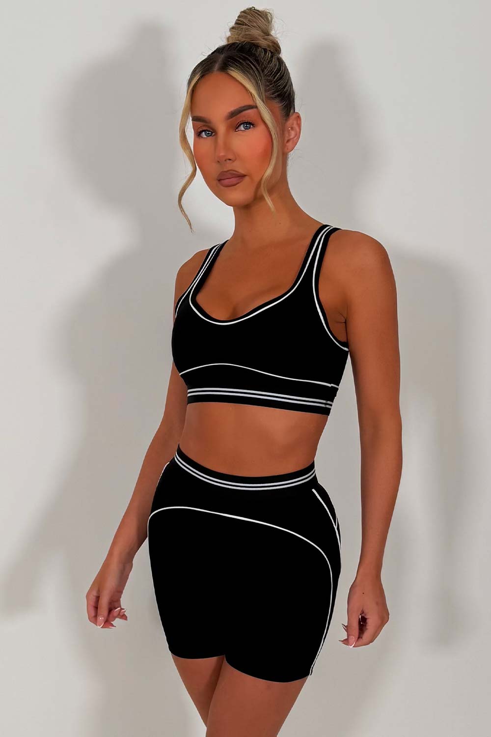airbrush high waist heart throb short and bra two piece matching set alo yoga uk styledup fashion