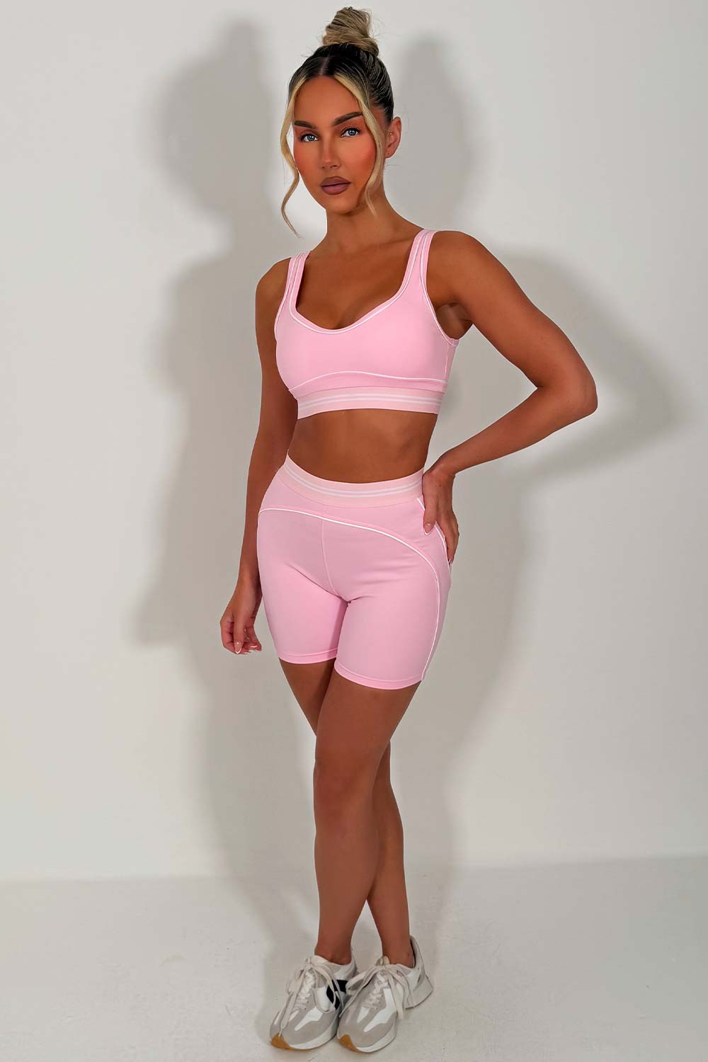 womens high waist short and bra top matching two piece set alo yoga styledup uk 