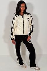 womens zip up sweatshirt and wide leg joggers lounge set styledup