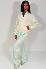 womens zip up sweatshirt and wide leg joggers lounge set styledup