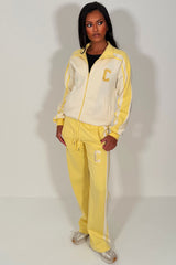 womens zip up sweatshirt and wide leg joggers lounge set styledup