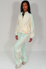 womens zip up sweatshirt and wide leg joggers lounge set tracksuit styledup