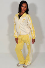 womens zip up sweatshirt and wide leg joggers lounge set tracksuit styledup