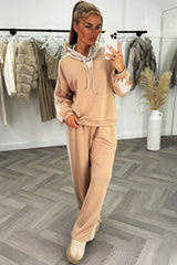 womens winter hooded sweatshirt and joggers with contrast detail loungewear co ord set 