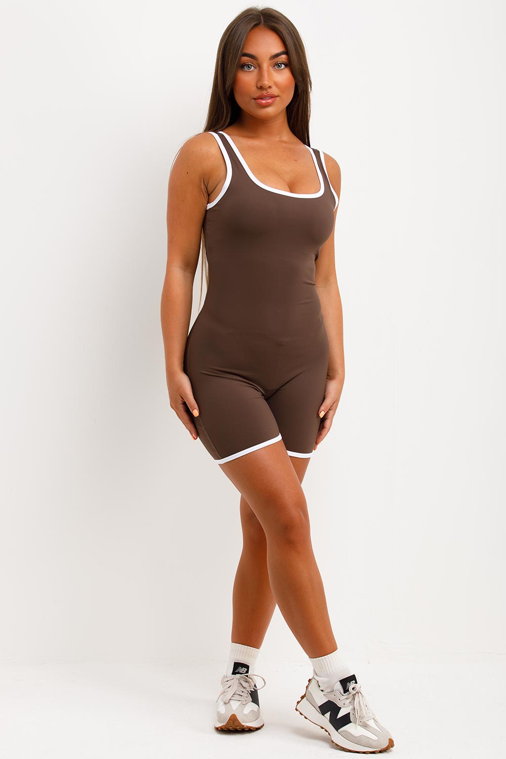 contrast trim structured contour playsuit styledup