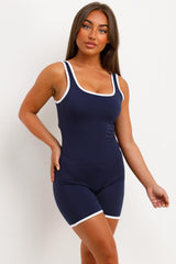 contrast trim structured contour playsuit styledup