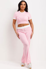 ribbed top and trousers loungewear set airport outfit