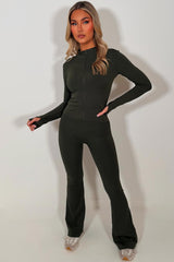 zip up sports jacket and scrunch bum flare trousers two piece set lululemon uk