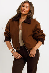 corduroy collar short bomber jacket for womens zara uk 