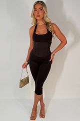 capri pants corset crop top 3 piece matching outfit co ord set for night out occasions day or night styledup