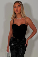 black bustier corset crop top night out party occasion outfit styledup 