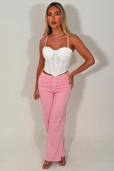corset crop top white structured 