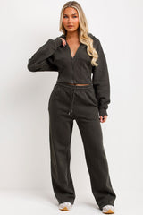 womens crop corset hoodie and joggers two piece loungewear co ord set styledup fashion airport outfit 
