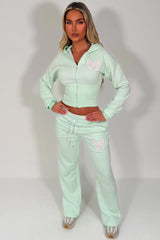 womens joggers and crop corset hoodie tracksuit set two piece with contrast bow embroidery airport outfit uk zara 