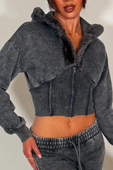womens zara tracksuit set with faus fur hood