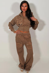 womens cargo hoodie and wide leg joggers co ord tracksuit styledup 