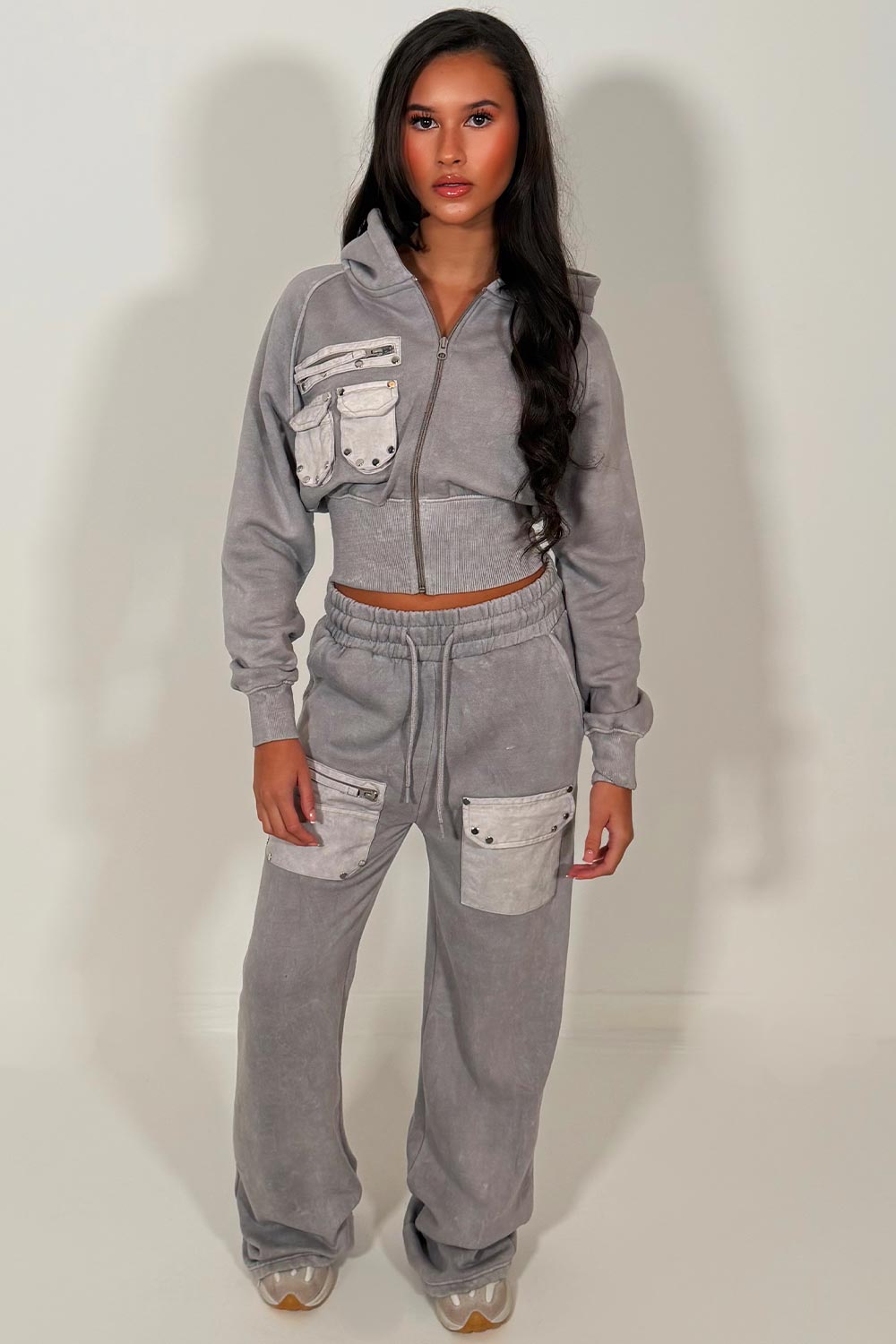womens cargo hoodie and wide leg joggers co ord tracksuit styledup 