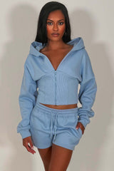 crop corset hoodie and shorts co ord set airport summer holiday outfit set