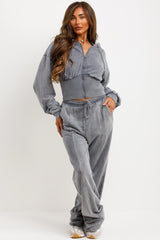 womens crop corset zip up hoodie and joggers casual loungewear co ord set airport outfit styledup
