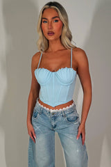 womens going out festival corset crop top sky blue styledup 