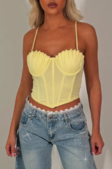 corset crop top yellow structured 