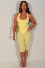 yellow capri pants and corset top two piece co ord festival outfit styledup whitefox uk