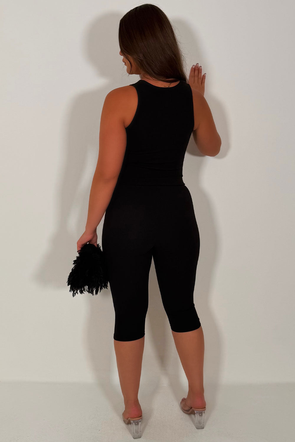 black capri pants and corset top two piece going out date night outfit styledup uk