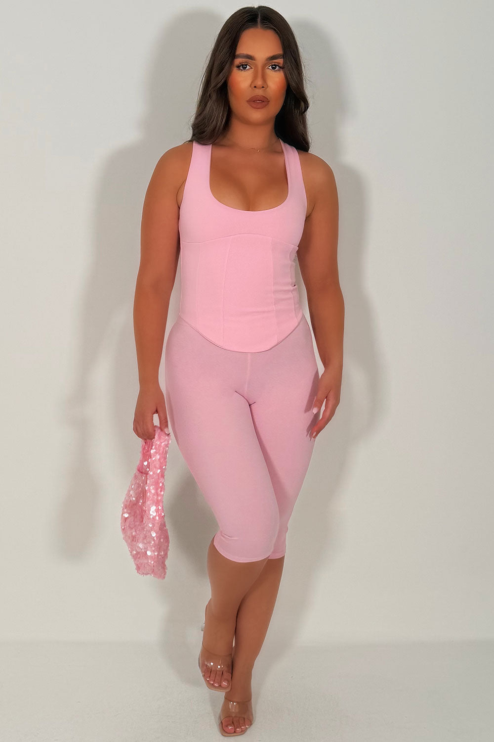 pink capri pants and corset top two piece co ord festival outfit styledup whitefox uk
