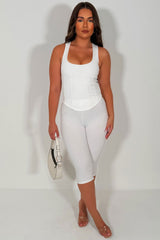 white capri pants and corset tp two piece co ord set styledup