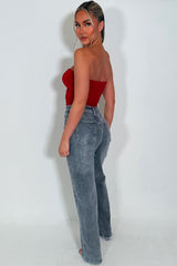 strapless hook and eye corset top red