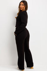 womens black airport outfit loungewear set zara uk