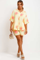 womens cotton blouse and shorts two piece matching co ord airport outfit