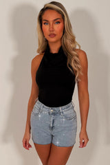 black cowl halter neck backless bodysuit going out festival occasion top styledup whitefox uk